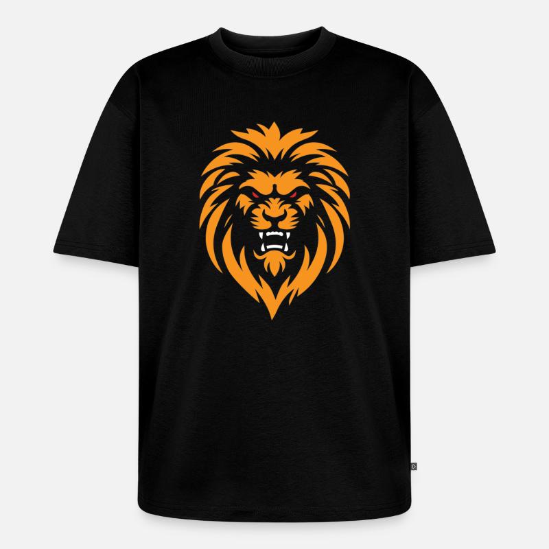 Wütender Löwe - Unisex Premium Oversized Bio T-Shirt - Schwarz