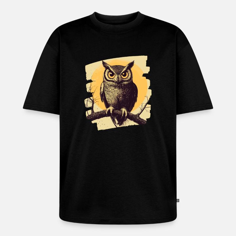 Eule - Unisex Premium Oversized Bio T-Shirt - Schwarz