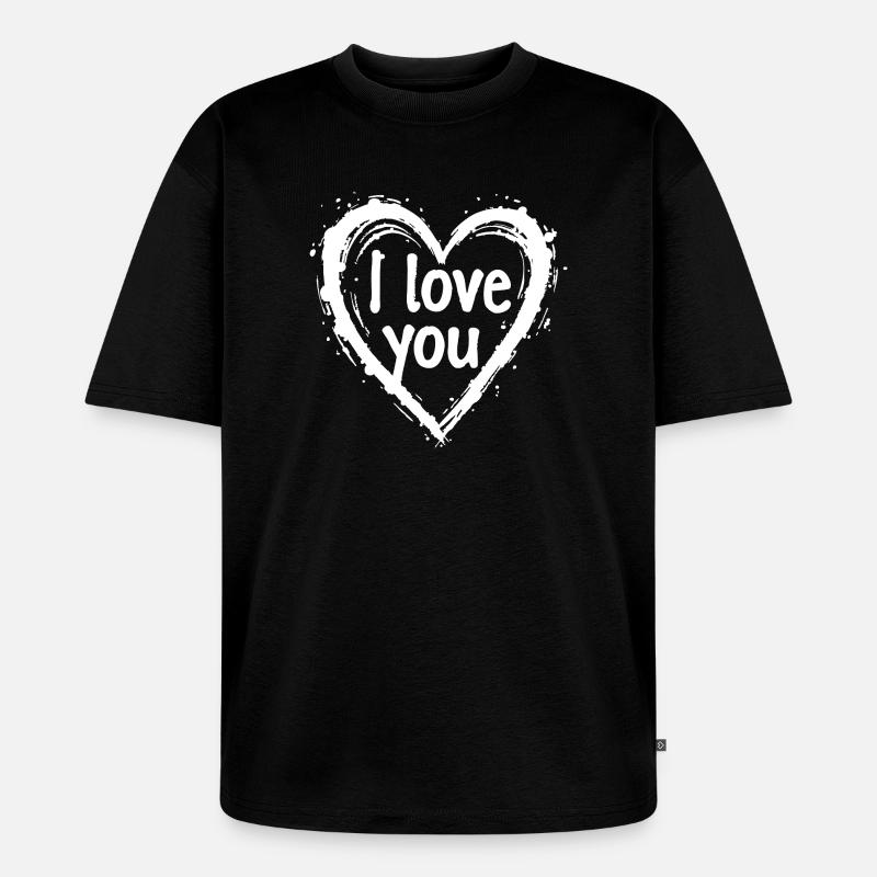 Ich liebe dich, Weiß - Unisex Premium Oversized Bio T-Shirt - Schwarz