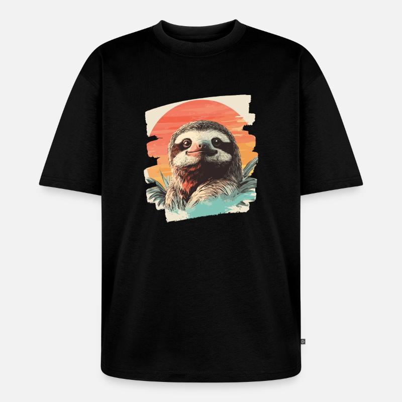 Faultier - Unisex Premium Oversized Bio T-Shirt - Schwarz