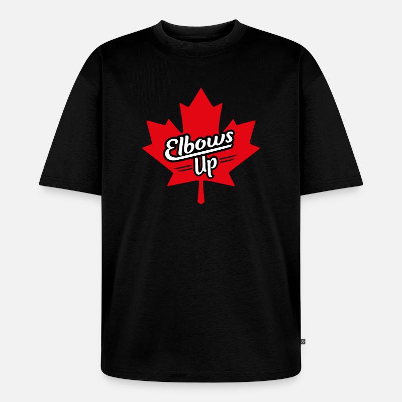 Elbows Up Maple Leaf Design - Unisex Premium Oversized Bio T-Shirt - Schwarz