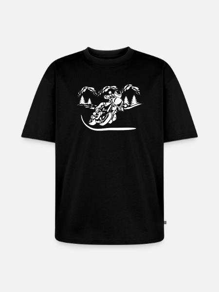 Motorrad Waldsilhouette - Unisex Premium Oversized Bio T-Shirt - Schwarz