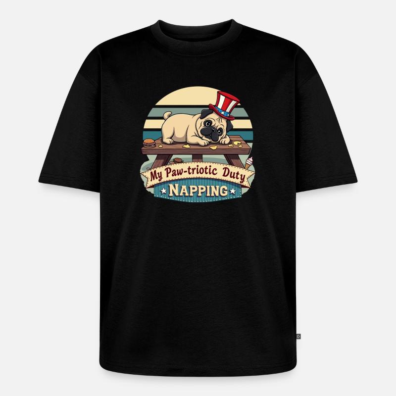 Mops Nickerchen - Unisex Premium Oversized Bio T-Shirt - Schwarz