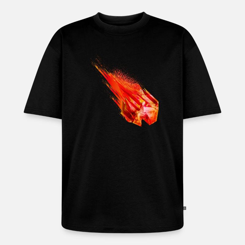 Glühender Asteroid mit Feuerschweif – Powerdesign - Unisex Premium Oversized Bio T-Shirt - Schwarz