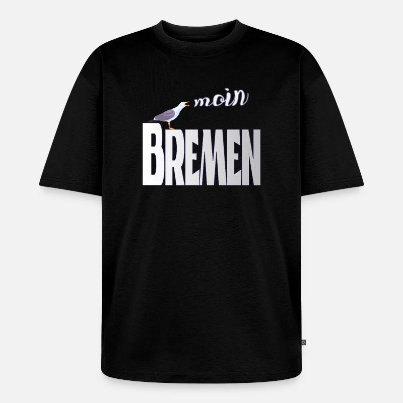 Bremen Möwe & Moin Design - Unisex Premium Oversized Bio T-Shirt - Schwarz