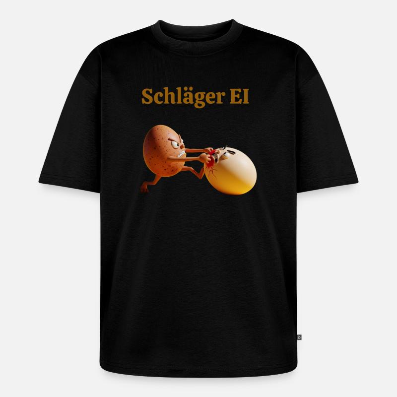 Schläger Ei – Lustiger Eierkampf - Unisex Premium Oversized Bio T-Shirt - Schwarz
