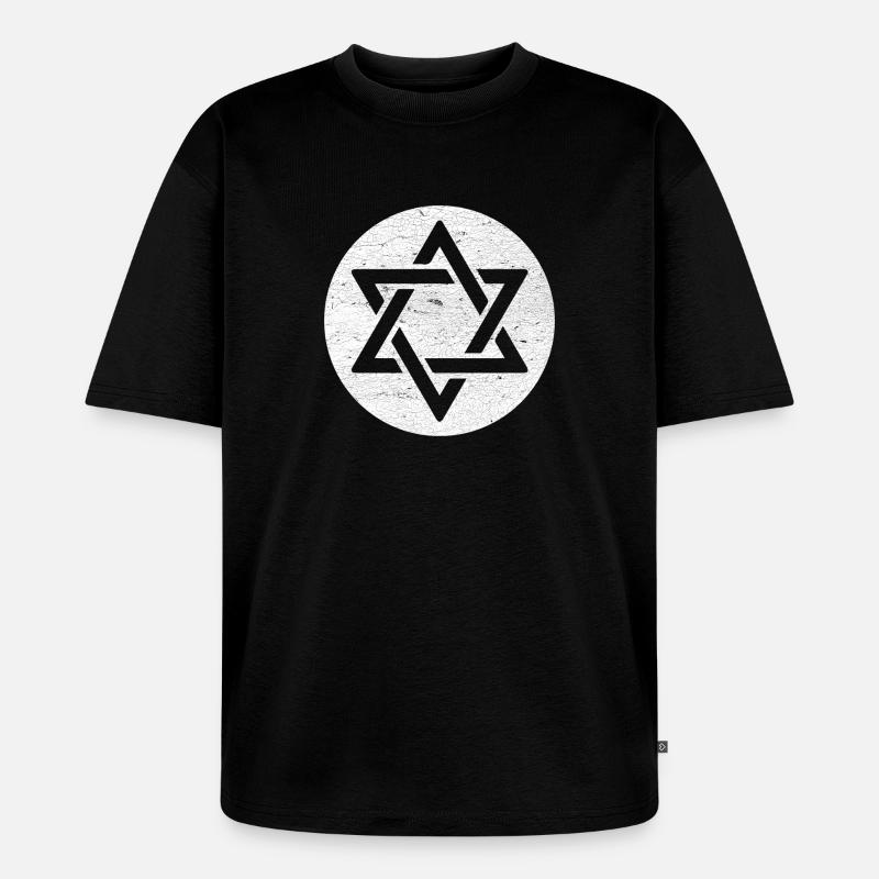 Étoile de David en cercle blanc - T-shirt Premium bio oversize Unisexe - noir