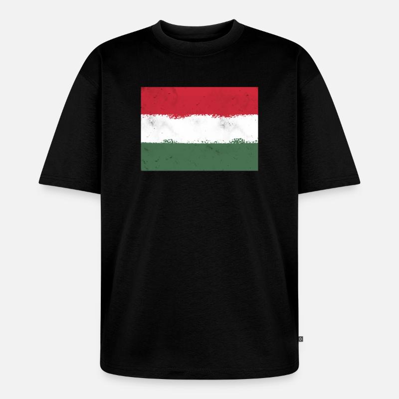 Flagge von Ungarn - Unisex Premium Oversized Bio T-Shirt - Schwarz