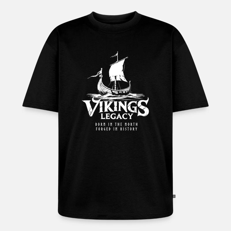 Drakkar - das Wikinger Langschiff - Unisex Premium Oversized Bio T-Shirt - Schwarz