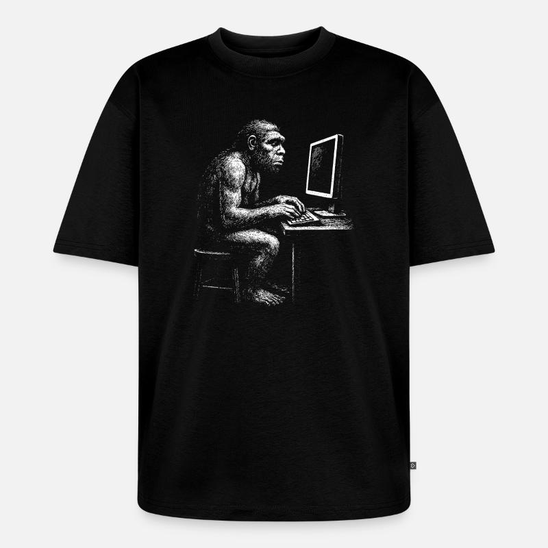 Digital Coder Homo Erectus gift - Unisex Premium Oversized Organic T-Shirt - black
