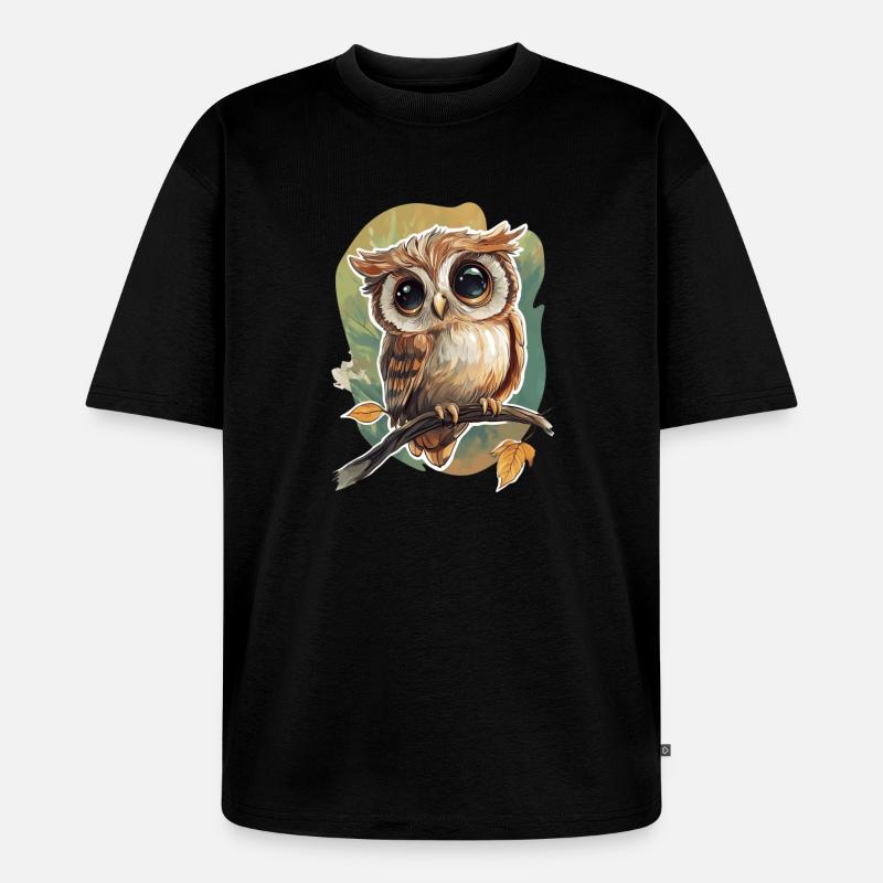 Eule - Unisex Premium Oversized Bio T-Shirt - Schwarz