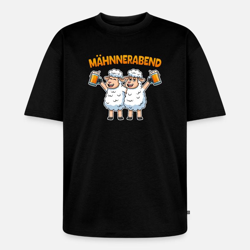 Schafe Männerabend Bier Schaf Mähnnerabend - Unisex Premium Oversized Bio T-Shirt - Schwarz