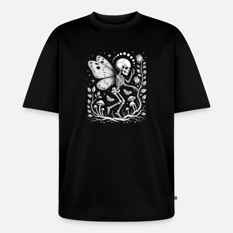 Gothic Skelett Fee mit Mondphasen - Unisex Premium Oversized Bio T-Shirt - Schwarz