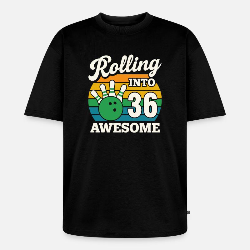 Rétro Bowling 36e anniversaire Graphique - T-shirt Premium bio oversize Unisexe - noir