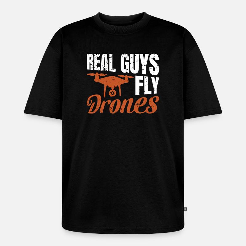 De vrais gars pilotent des drones - T-shirt Premium bio oversize Unisexe - noir