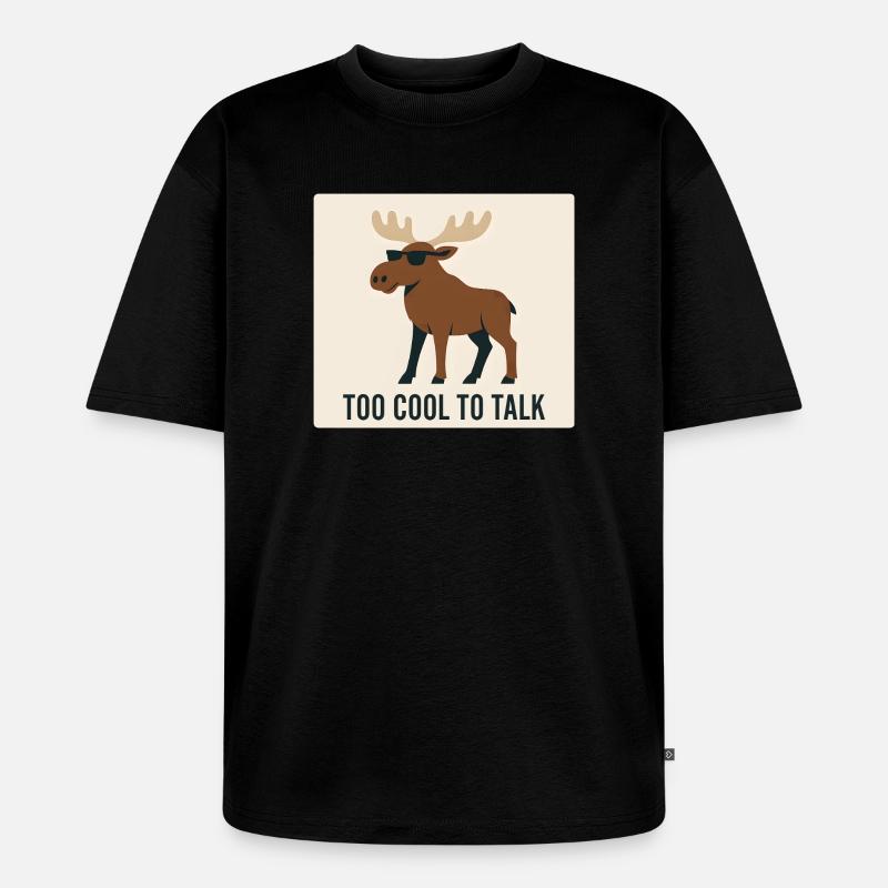 Cooler Elch mit Sonnenbrille und Text - Unisex Premium Oversized Bio T-Shirt - Schwarz