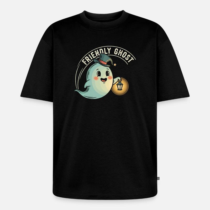 Freundlicher Geist mit Laterne - Unisex Premium Oversized Bio T-Shirt - Schwarz