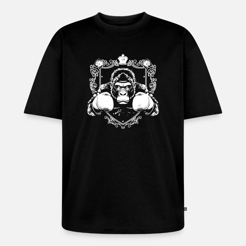 Starker Gorilla mit Kampfhandschuhen - Unisex Premium Oversized Bio T-Shirt - Schwarz