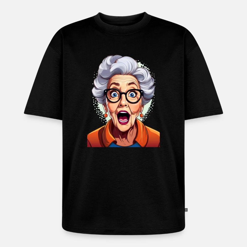 Erstaunte Großmutter - Unisex Premium Oversized Bio T-Shirt - Schwarz