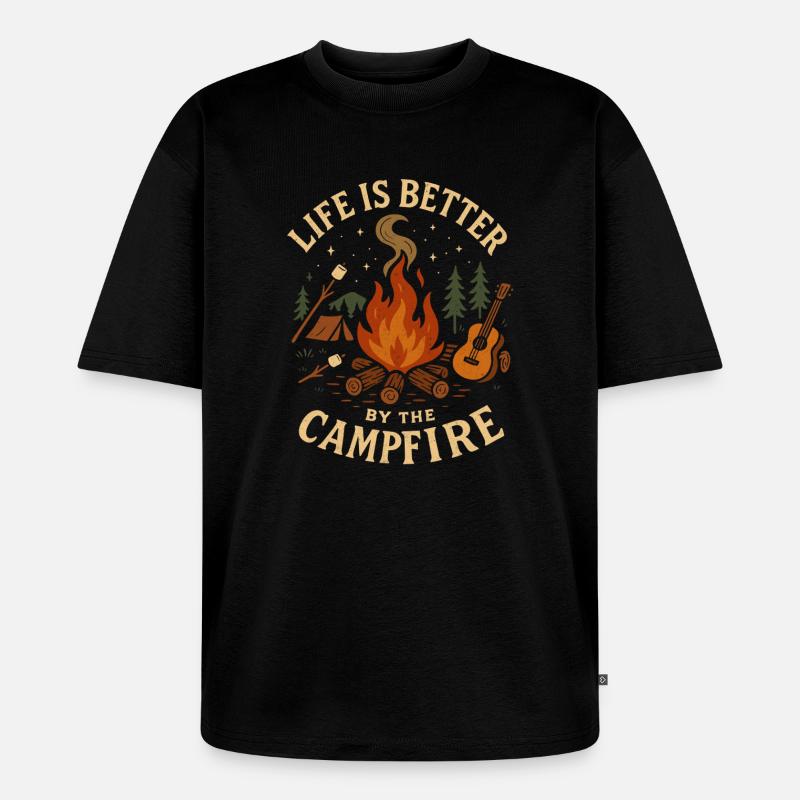 Life is better by the Campfire - Unisex Premium Oversized Bio T-Shirt - Schwarz