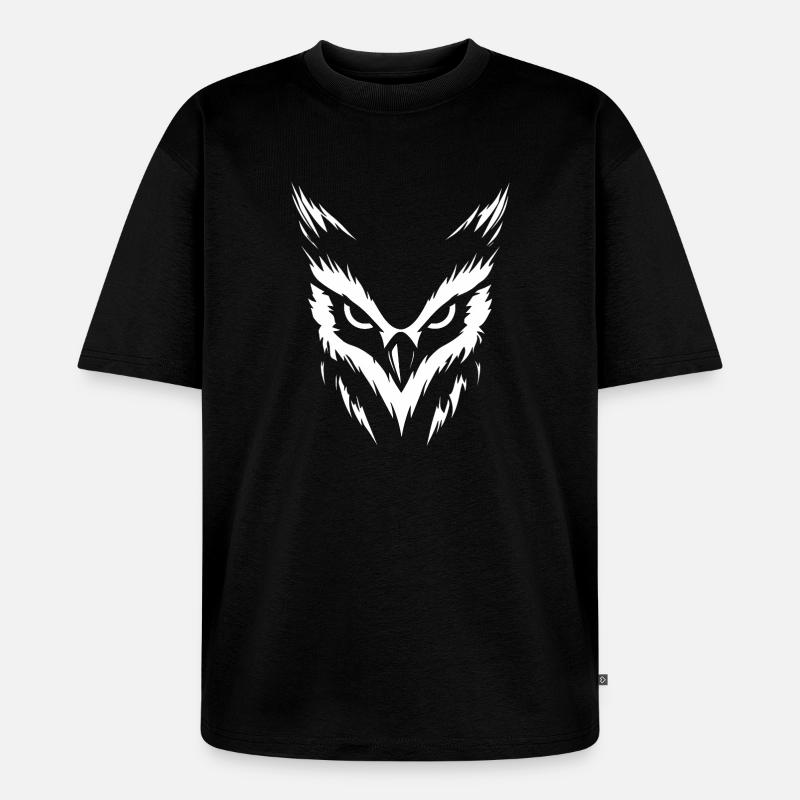 weiße Eule - Unisex Premium Oversized Bio T-Shirt - Schwarz