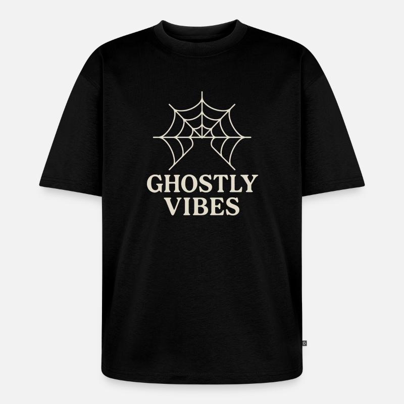 Spider web design with ghostly vibes - Unisex Premium Oversized Organic T-Shirt - black