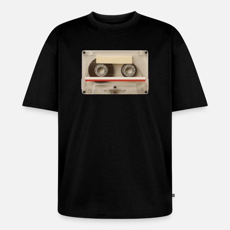 Transparente Kassette – Retro Mixtape - Unisex Premium Oversized Bio T-Shirt - Schwarz