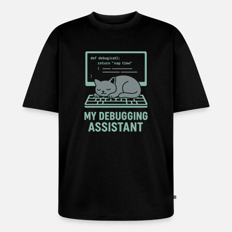 Mein Debugging Assistent Katze - Unisex Premium Oversized Bio T-Shirt - Schwarz