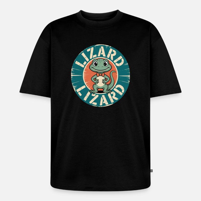 Lizard Meme Lustig Weirdcore Vibes - Unisex Premium Oversized Bio T-Shirt - Schwarz