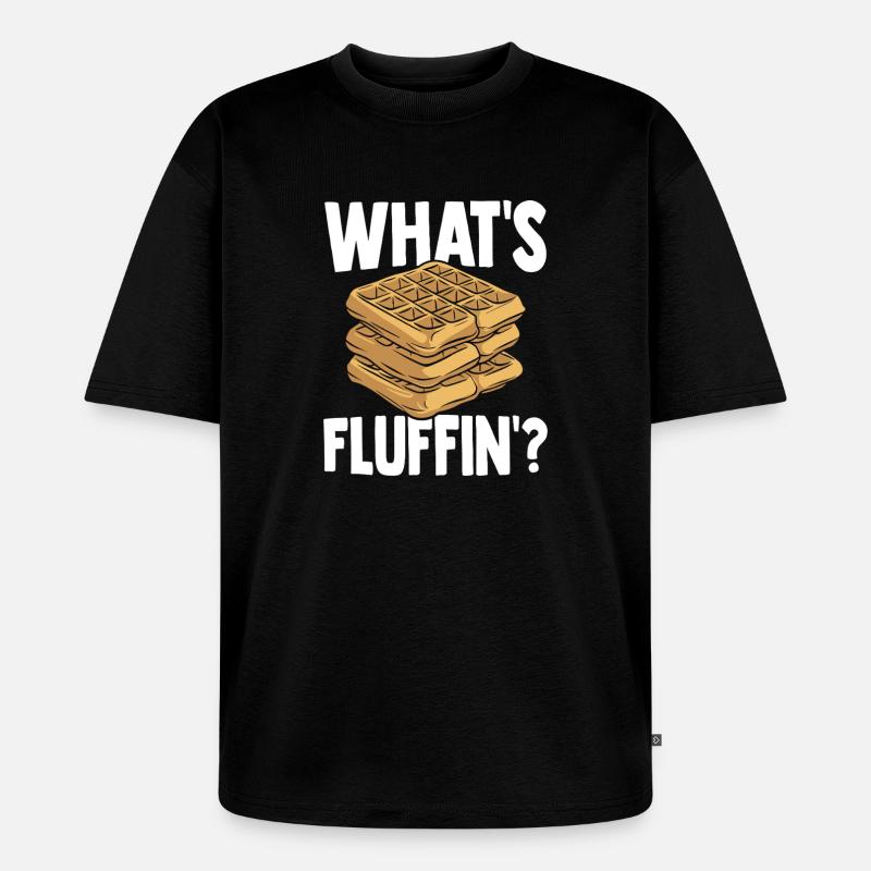 Cooles Waffel Geschenk Pancakes Mit Syrup - Unisex Premium Oversized Bio T-Shirt - Schwarz