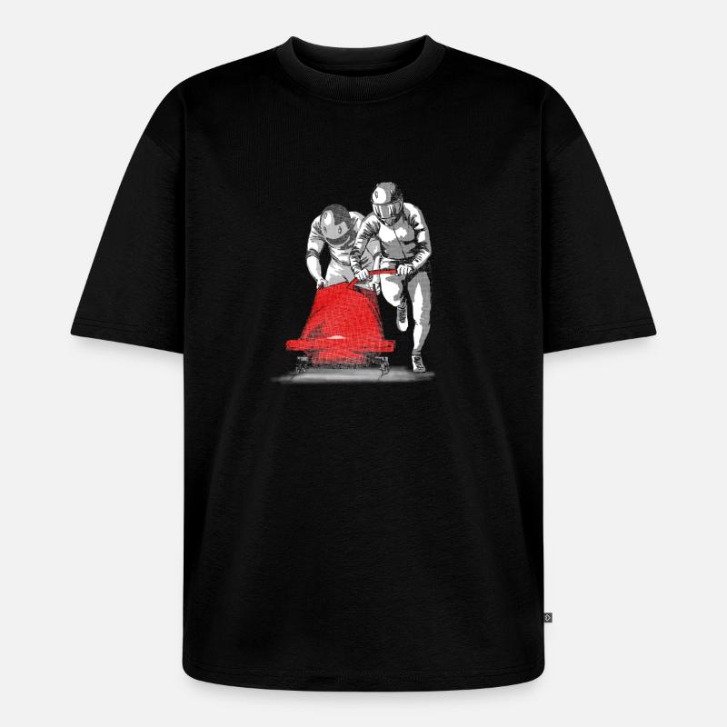 Bobfahrer beim Anschieben am Start - Unisex Premium Oversized Bio T-Shirt - Schwarz