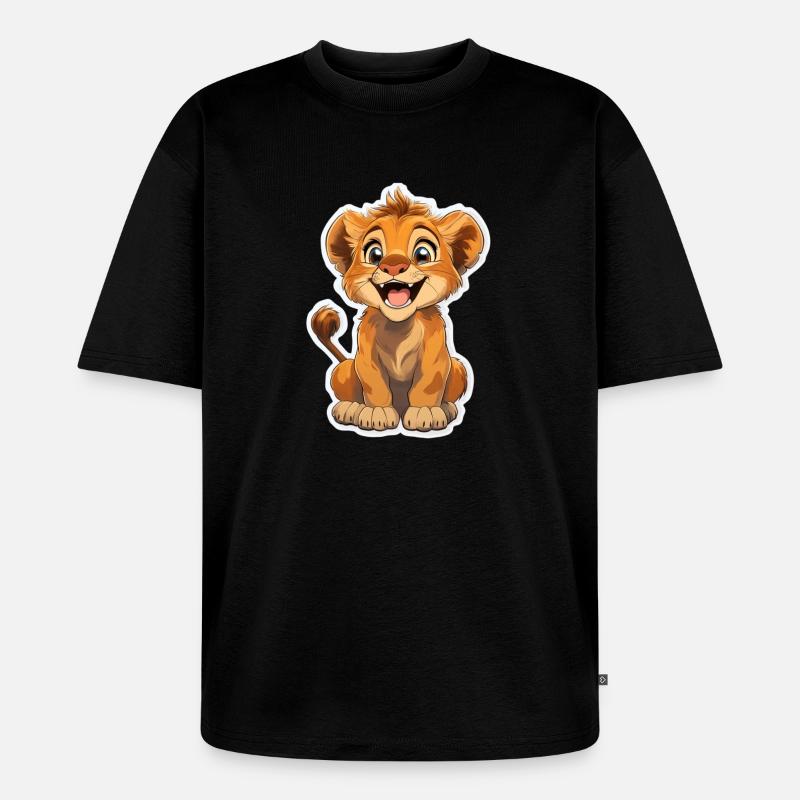 Löwe - Unisex Premium Oversized Bio T-Shirt - Schwarz