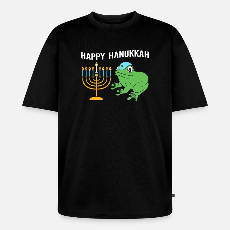 Hanoukka Hanoukka Hanoukka Grenouille - T-shirt Premium bio oversize Unisexe - noir