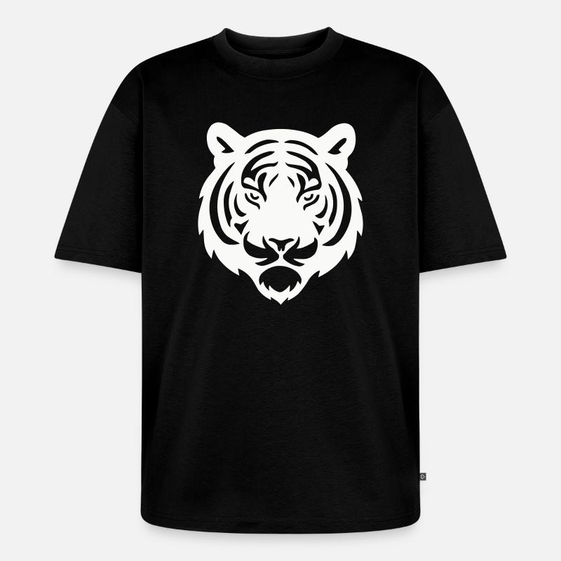 Tiger Kopf Silhouette - Unisex Premium Oversized Bio T-Shirt - Schwarz