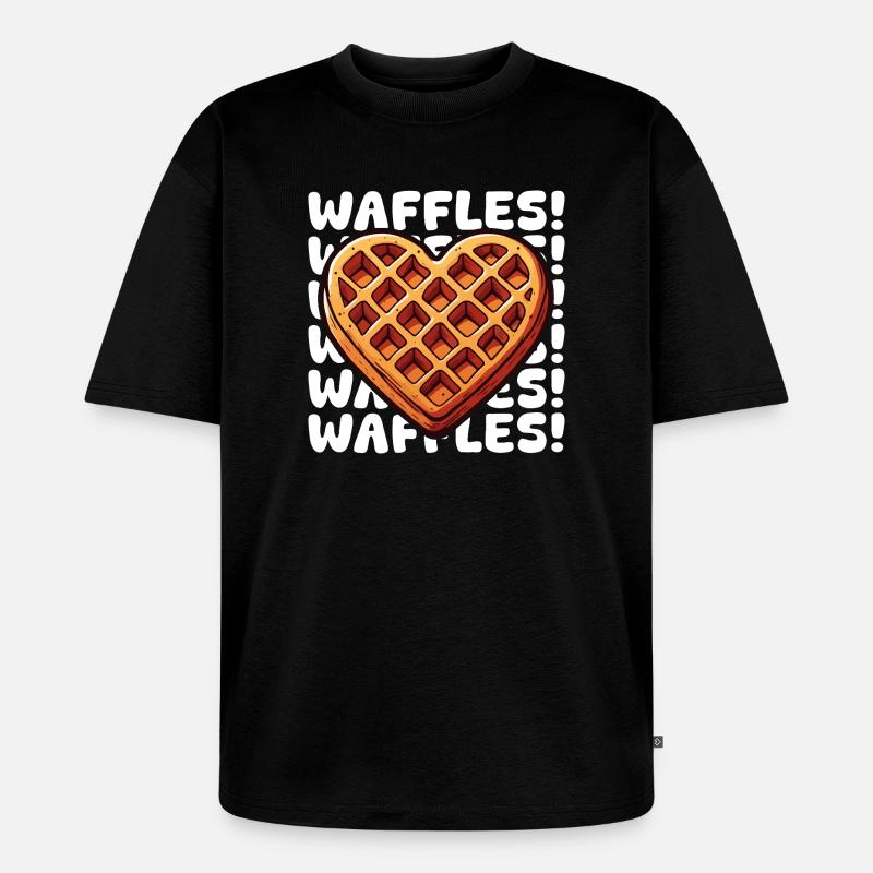 Pop Art Waffel Herz - Unisex Premium Oversized Bio T-Shirt - Schwarz