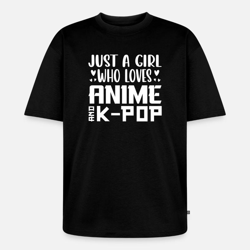 Anime und K-Pop: Mädchenliebe - Unisex Premium Oversized Bio T-Shirt - Schwarz