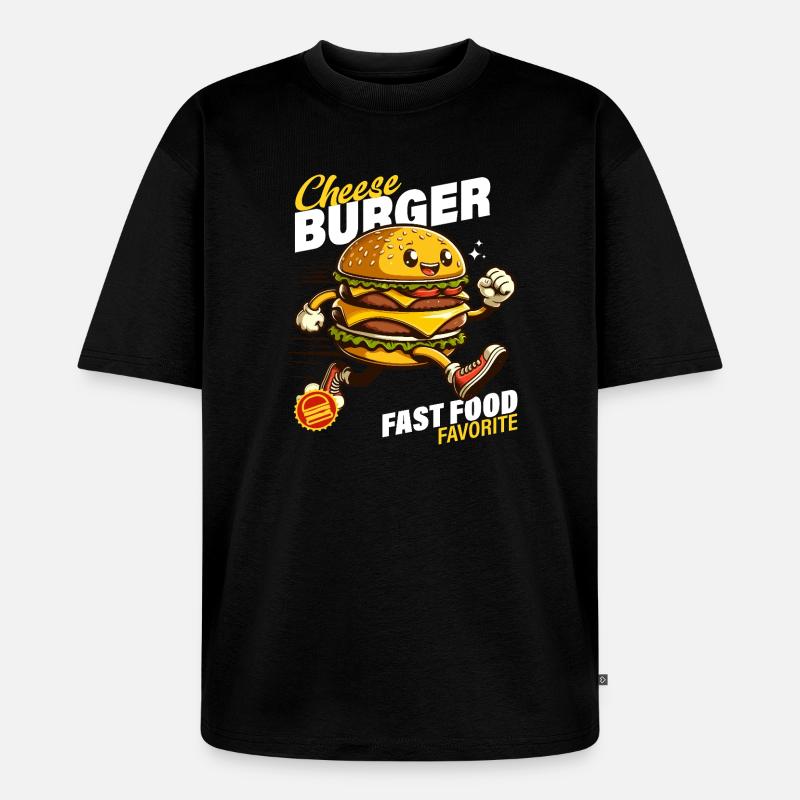 Animierter Sprint Cheeseburger - Unisex Premium Oversized Bio T-Shirt - Schwarz