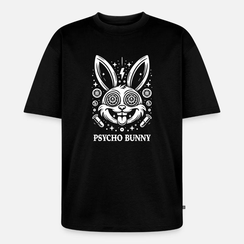 Psycho Bunny Neon Psychedelia - Unisex Premium Oversized Bio T-Shirt - Schwarz