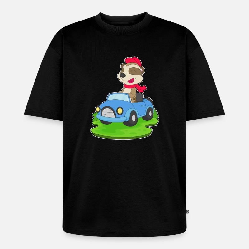Erdmännchen Auto - Unisex Premium Oversized Bio T-Shirt - Schwarz