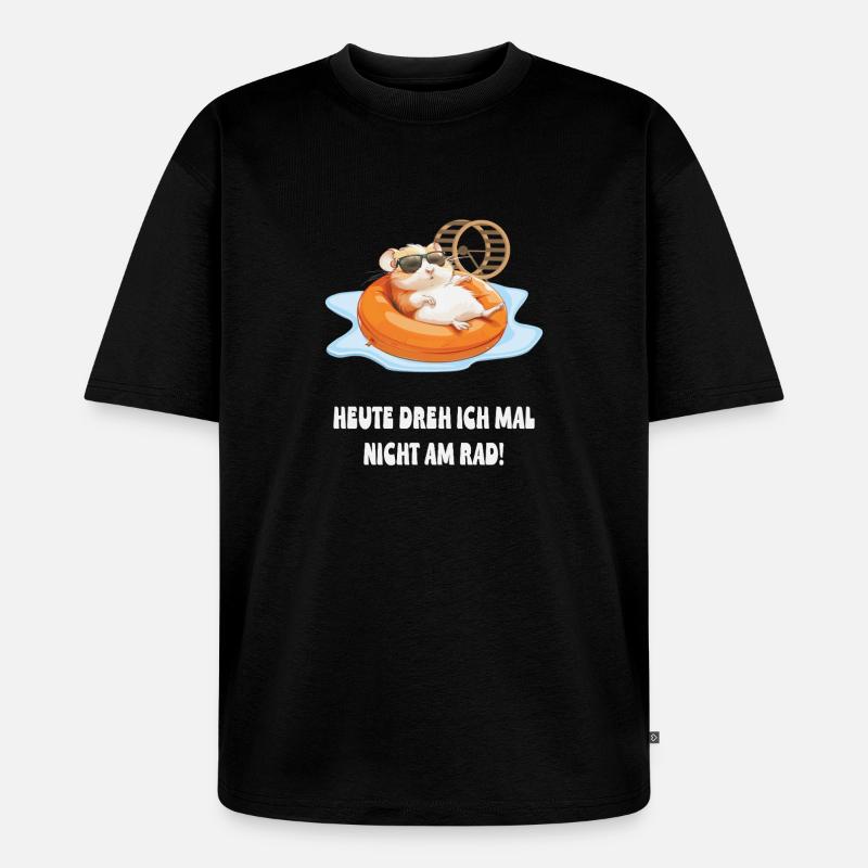 Hamster im Pool Chill - Unisex Premium Oversized Bio T-Shirt - Schwarz