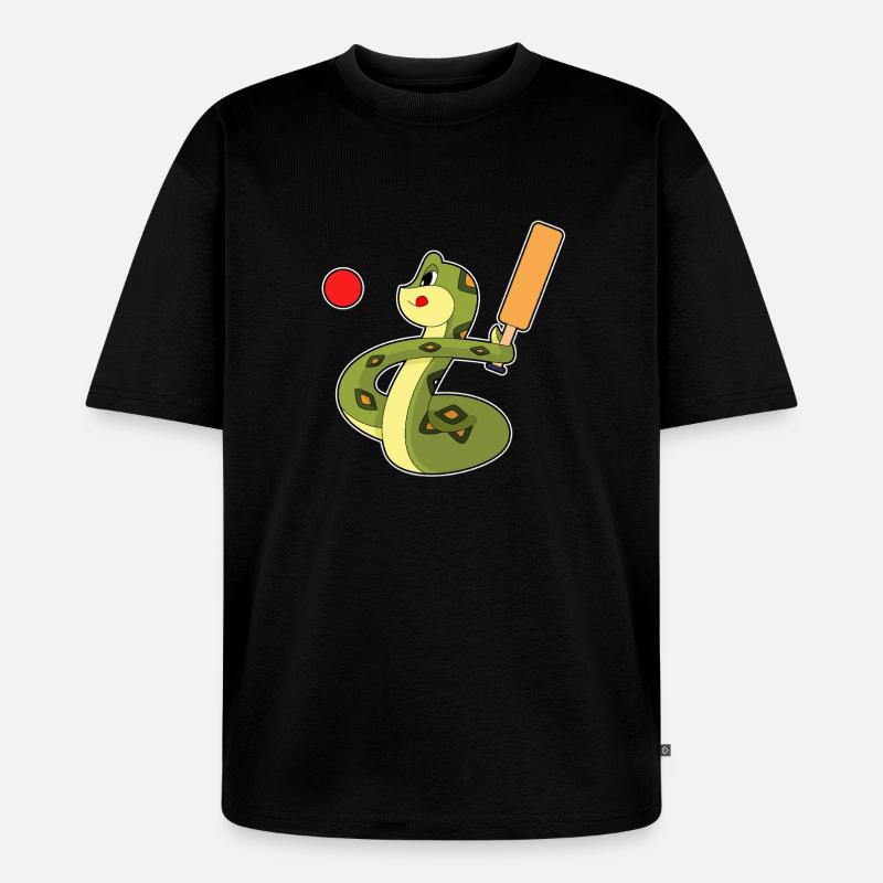 Serpent Cricket Batte de cricket - T-shirt Premium bio oversize Unisexe - noir
