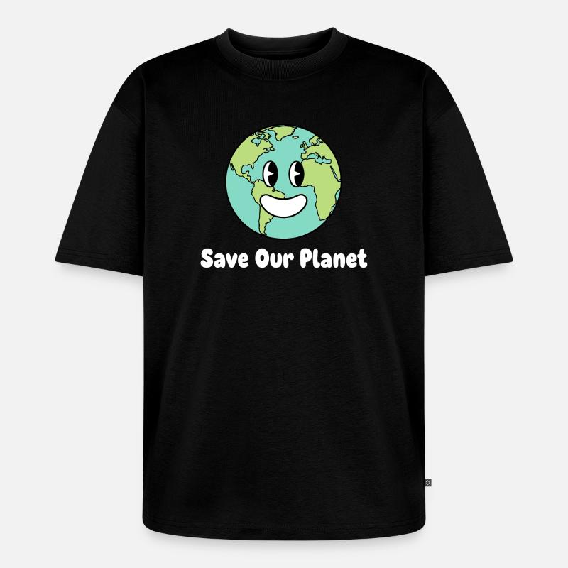 Lächelnde Erde Save Our Planet - Unisex Premium Oversized Bio T-Shirt - Schwarz
