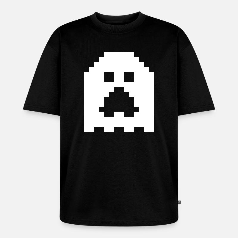 Ghost_Pixels_White - Unisex Premium Oversized Bio T-Shirt - Schwarz