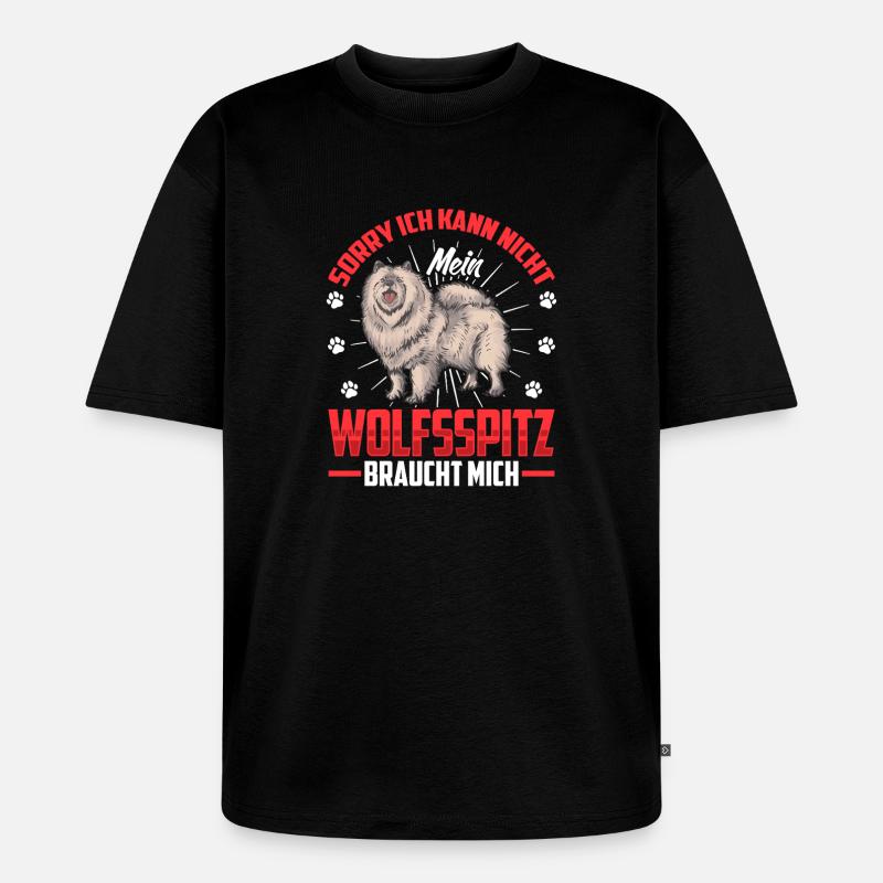 Wolfsspitz braucht mich Deutscher Wolfsspitz - Unisex Premium Oversized Bio T-Shirt - Schwarz