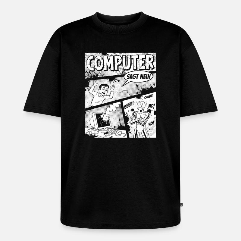 Retro Computer Comic Says No - Unisex Premium Oversized Organic T-Shirt - black