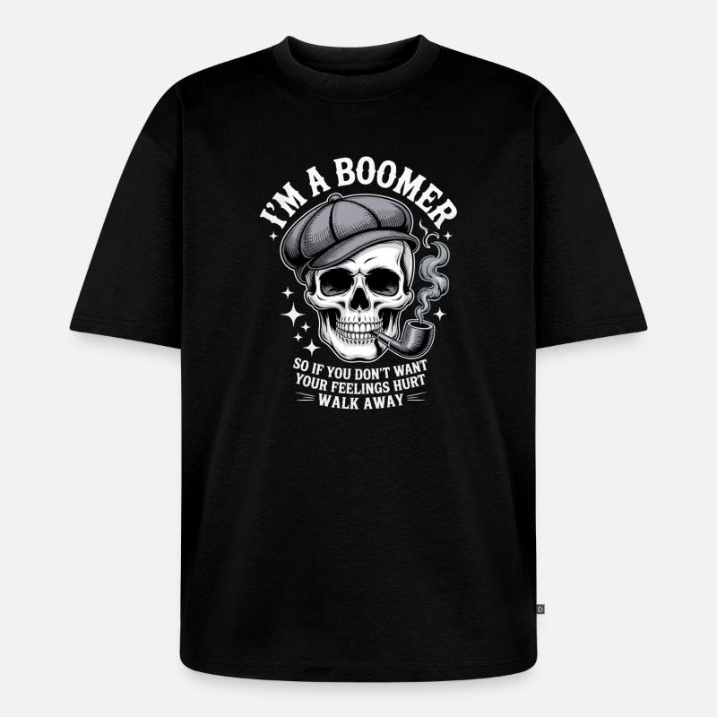 Schädel mit Pfeife Bomber Humor - Unisex Premium Oversized Bio T-Shirt - Schwarz