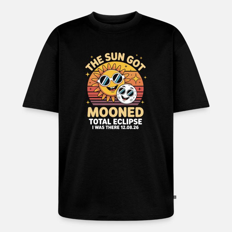 Sun Moon Eclipse with Glasses - Unisex Premium Oversized Organic T-Shirt - black