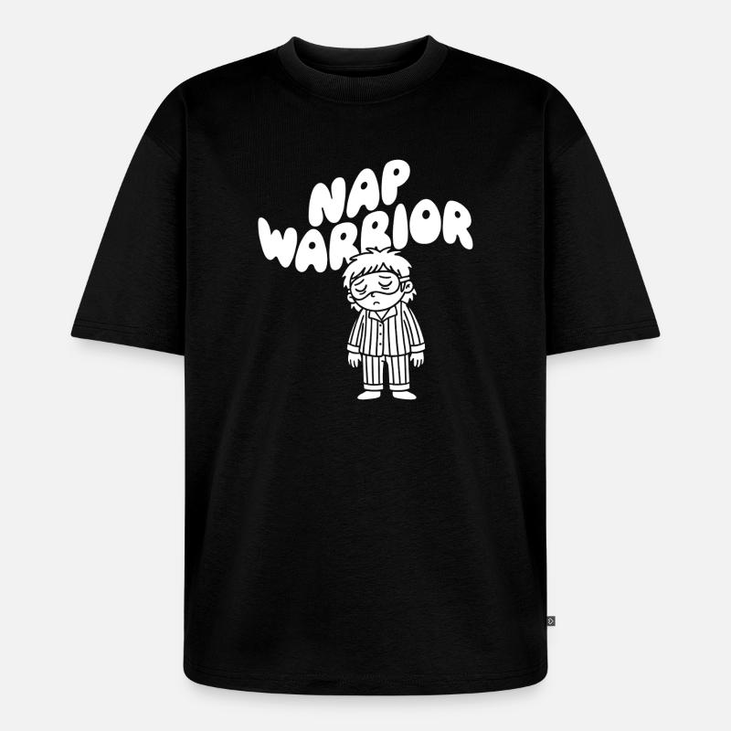Nap Warrior Schlafheld Illustration - Unisex Premium Oversized Bio T-Shirt - Schwarz