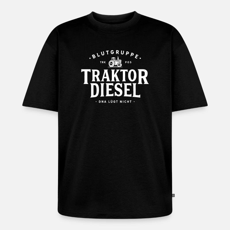 Blutgruppe Traktor Diesel  - Unisex Premium Oversized Bio T-Shirt - Schwarz