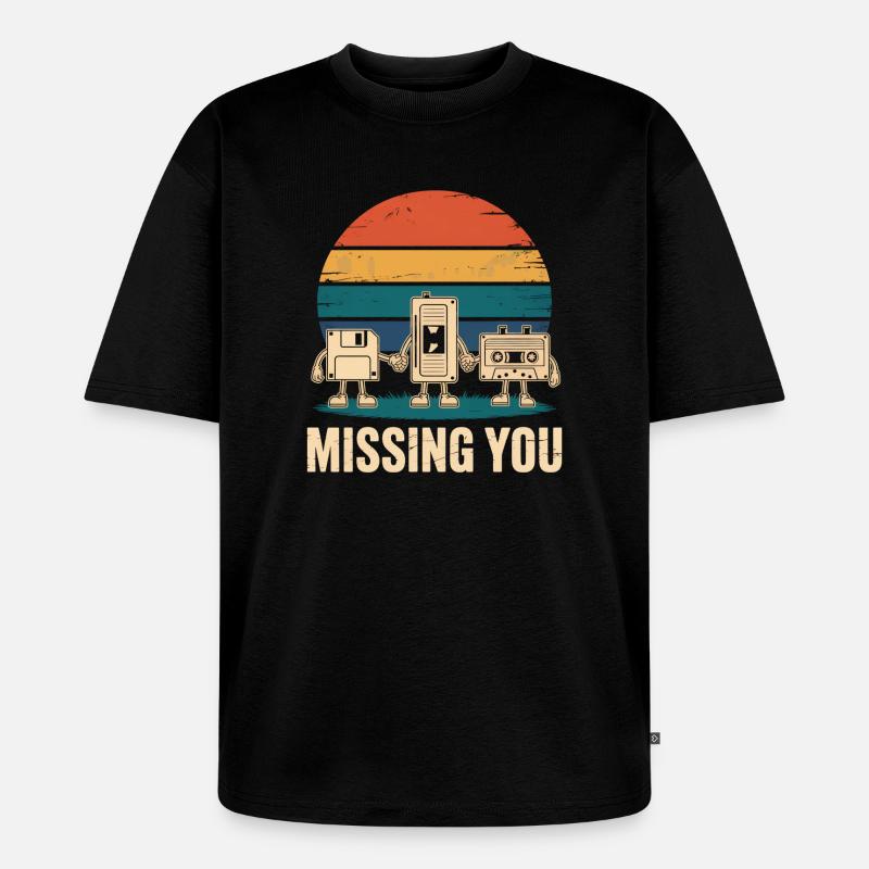 Kassette VHS Floppy Disc Diskette Retro - Unisex Premium Oversized Bio T-Shirt - Schwarz